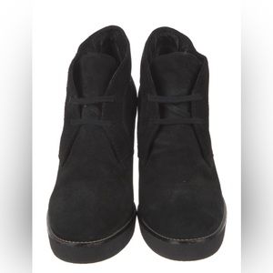 AQUATALIA Black Suede Ankle Lace Up Wedge Ankle Boot - sz 10